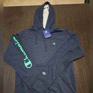2/$40 NWT CHAMPION COLOUR POP PULLOVER HOODIE - Navy / Green Script Men's SMALL